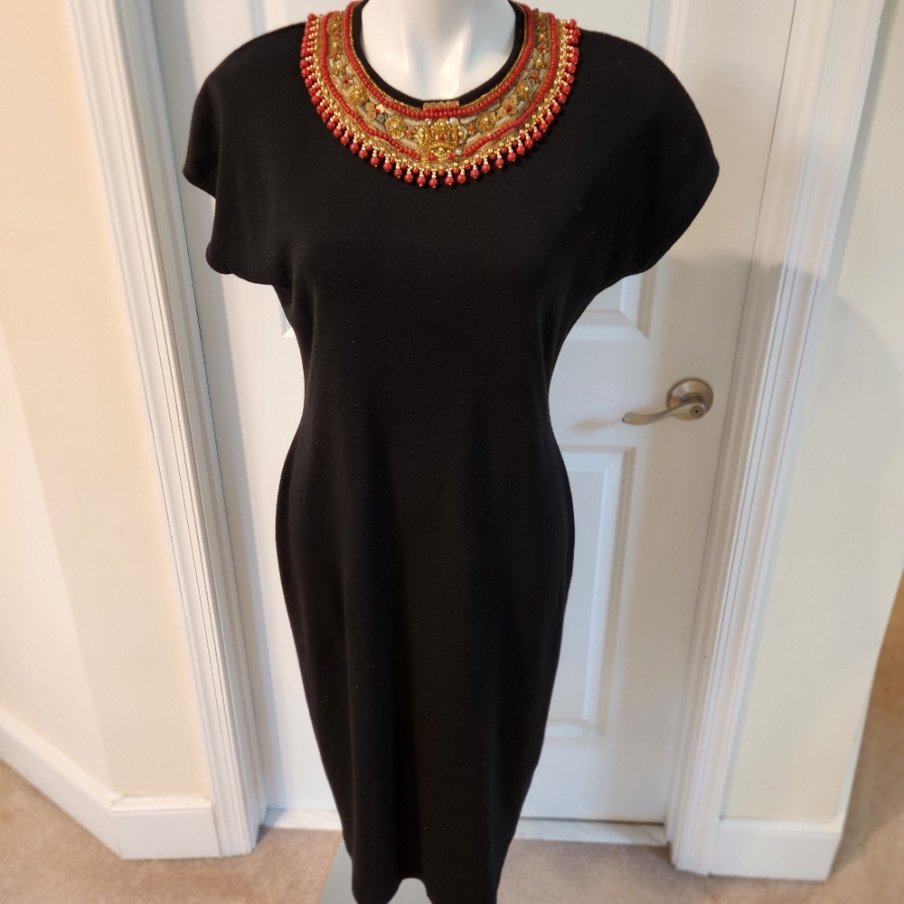 Theomiles Large Vintage Black Dress With Stunning Neck Design
